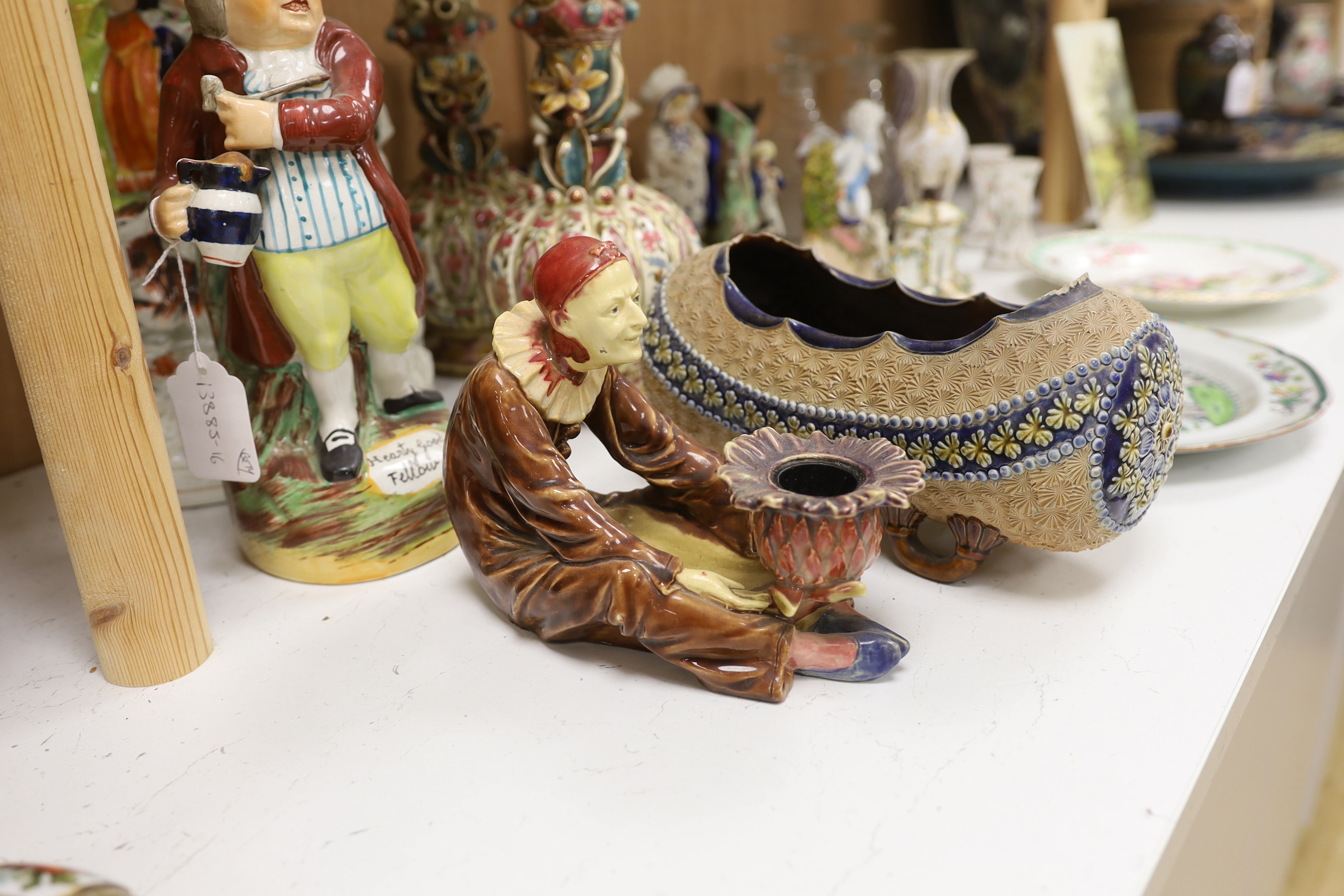 A quantity of mixed ceramics and glass to include Staffordshire, Zsolnay, Spode etc. Condition - poor